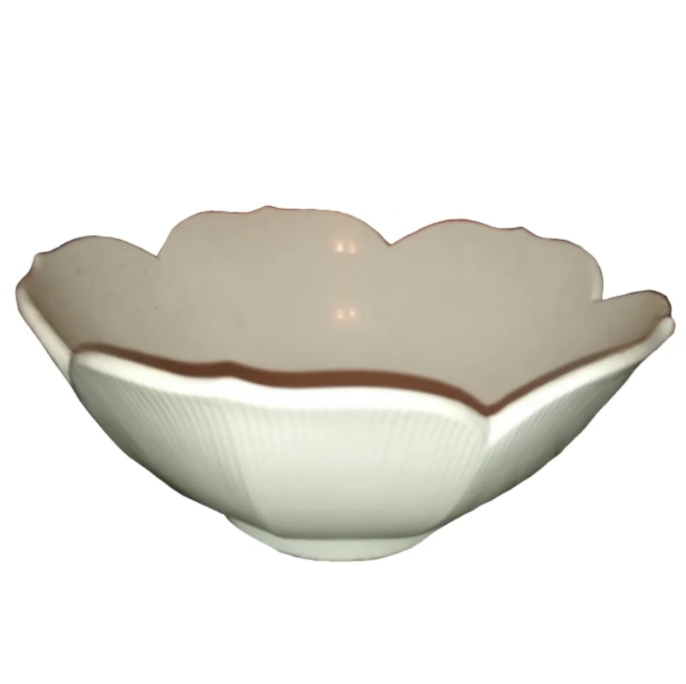 Large Lotus Serving Bowl White Pottery Big Flower Shaped Botanical Summer Dinner